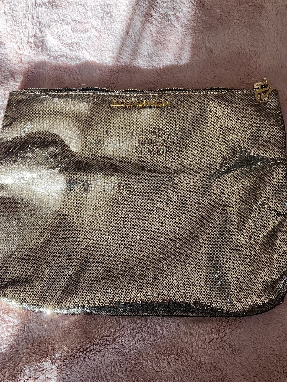 Gold Metallic Women's Zip Pouch - Sparkle Clutch